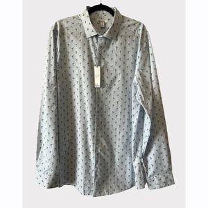 Bar III Slim Fit Stretch Long Sleeve Button‎ Up Blue & Green Shirt Mens XL NEW